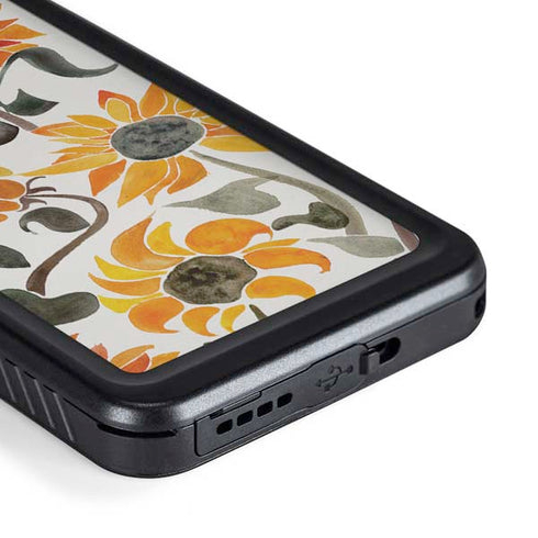 Cat Coq Yellow Sunflower Galaxy S23 Plus Waterproof Case