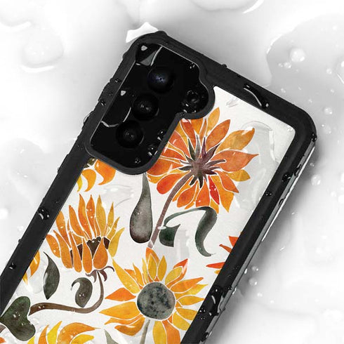 Cat Coq Yellow Sunflower Galaxy S23 Plus Waterproof Case