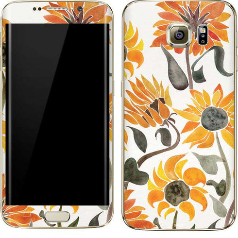 Cat Coq Yellow Sunflower Galaxy S7 Edge Skin