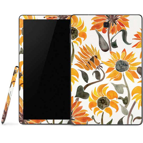 Cat Coq Yellow Sunflower Samsung Galaxy Tab Skin