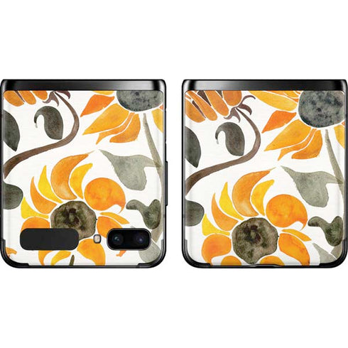 Cat Coq Yellow Sunflower Galaxy Z Flip Skin