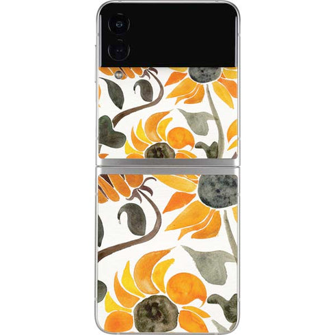 Cat Coq Yellow Sunflower Galaxy Z Flip3 5G Skin