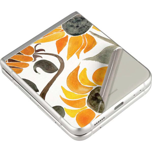 Cat Coq Yellow Sunflower Galaxy Z Flip3 5G Skin