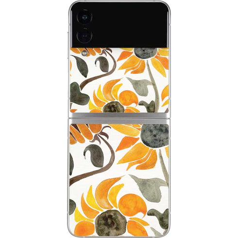 Cat Coq Yellow Sunflower Galaxy Z Flip4 5G Skin