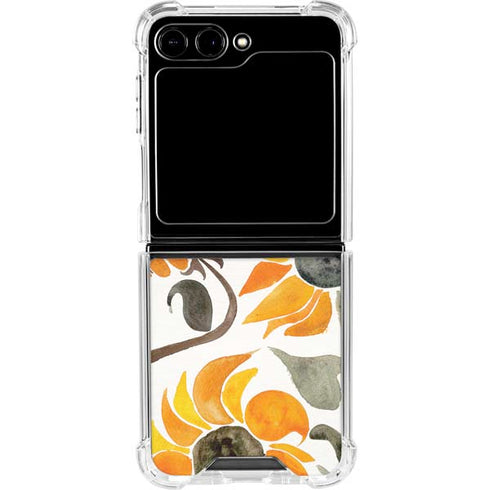 Yellow Sunflower by Cat Coq Galaxy Z Flip5 5G Clear Case