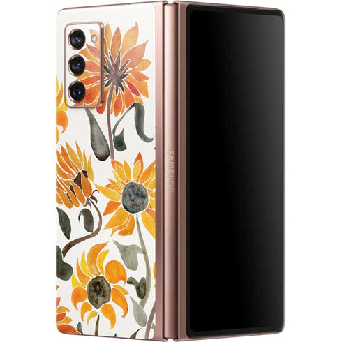 Cat Coq Yellow Sunflower Galaxy Z Fold2 5G Skin