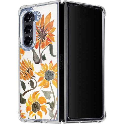 Yellow Sunflower by Cat Coq Galaxy Z Fold5 5G Clear Case
