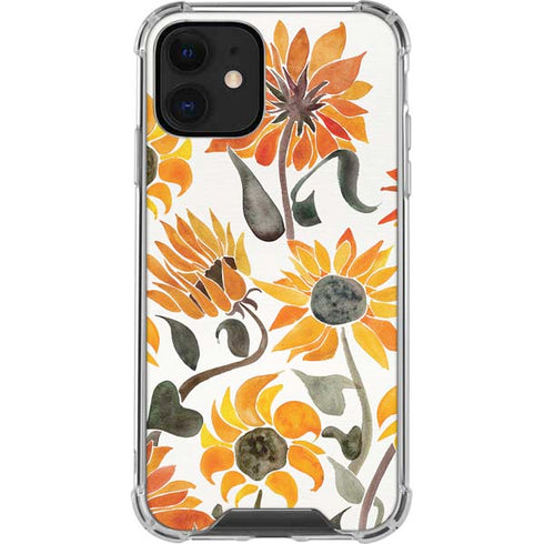 Cat Coq Yellow Sunflower iPhone 12 Clear Case
