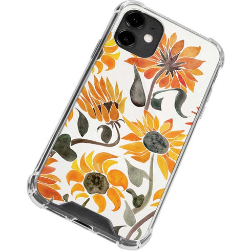 Cat Coq Yellow Sunflower iPhone 12 Clear Case