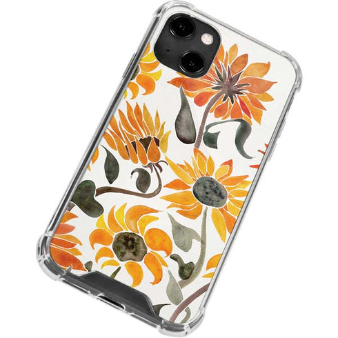 Cat Coq Yellow Sunflower iPhone 14 Clear Case