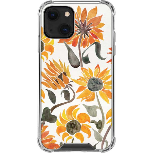 Cat Coq Yellow Sunflower iPhone 14 Plus Clear Case