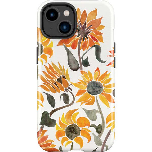 Cat Coq Yellow Sunflower iPhone 14 Plus Impact Case