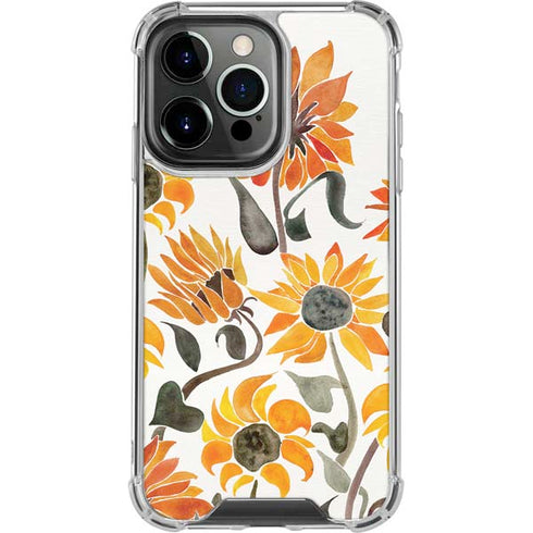 Cat Coq Yellow Sunflower iPhone 14 Pro Clear Case