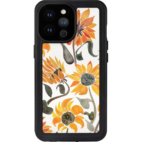 Cat Coq Yellow Sunflower iPhone 14 Pro Max Waterproof Case