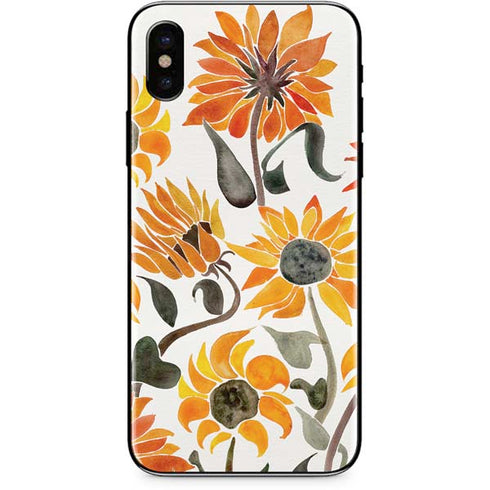 Cat Coq Yellow Sunflower iPhone X Skin