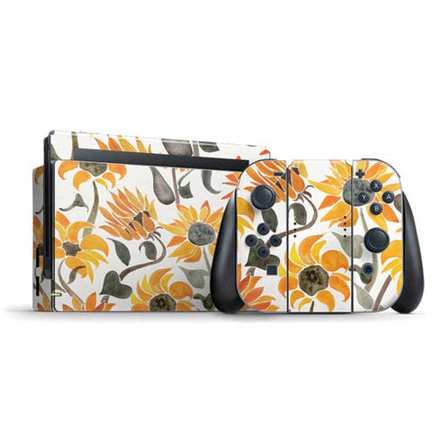 Cat Coq Yellow Sunflower Nintendo Switch Bundle Skin