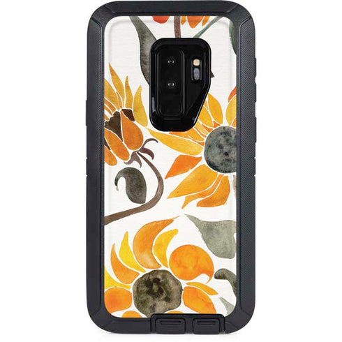 Cat Coq Yellow Sunflower Otterbox Defender Galaxy Skin