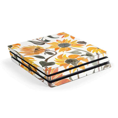 Cat Coq Yellow Sunflower PS4 Pro Console Skin