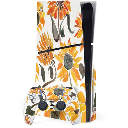 Yellow Sunflower by Cat Coq PS5 Slim Disk Bundle Skin
