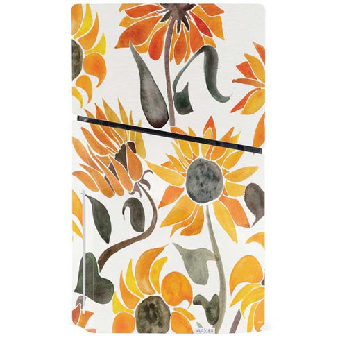 Yellow Sunflower by Cat Coq PS5 Slim Disk Bundle Skin