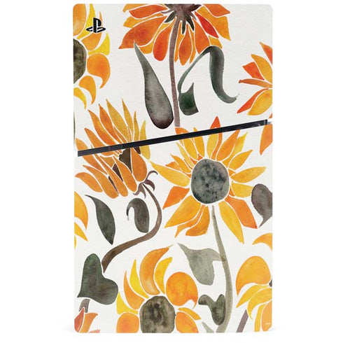 Yellow Sunflower by Cat Coq PS5 Slim Digital Edition Console Skin