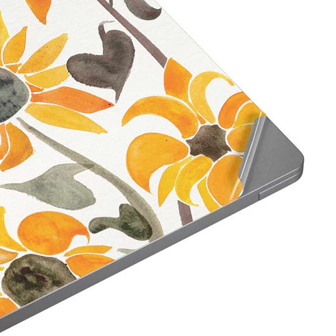 Cat Coq Yellow Sunflower Universal Laptop 12in (9.8 x 6.8in) Skin