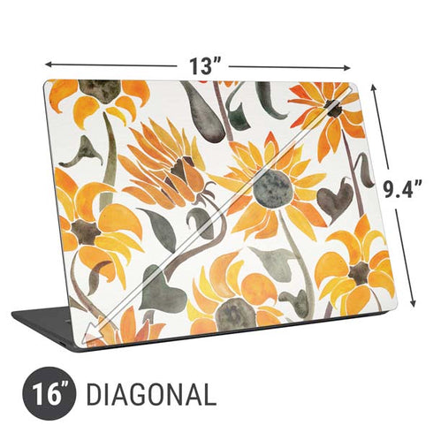 Cat Coq Yellow Sunflower Universal Laptop 16in (13 x 9.4in) Skin