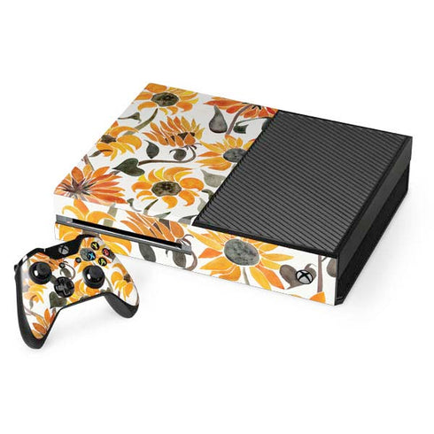 Cat Coq Yellow Sunflower Xbox One Console and Controller Bundle Skin