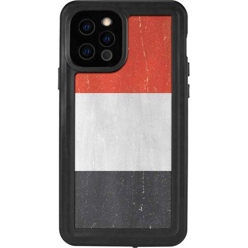Yemen Flag Distressed iPhone 12 Pro Waterproof Case