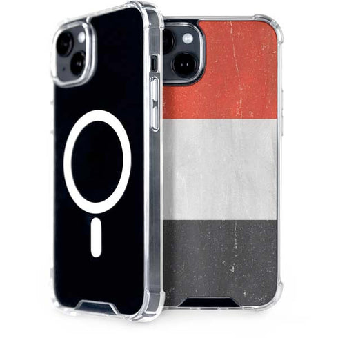 Yemen Flag Distressed iPhone 14 Plus MagSafe Case