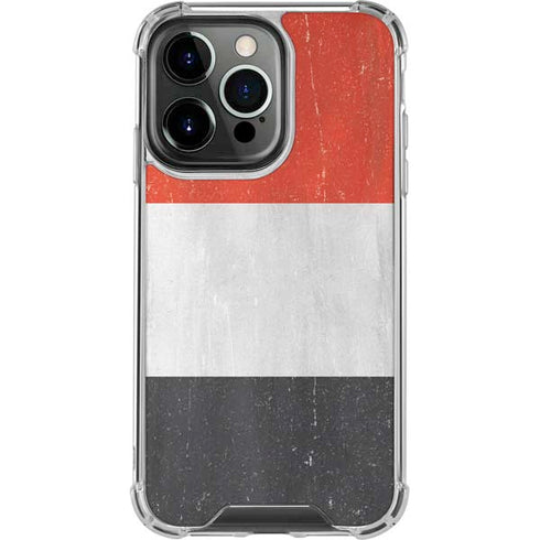 Yemen Flag Distressed iPhone 14 Pro Clear Case