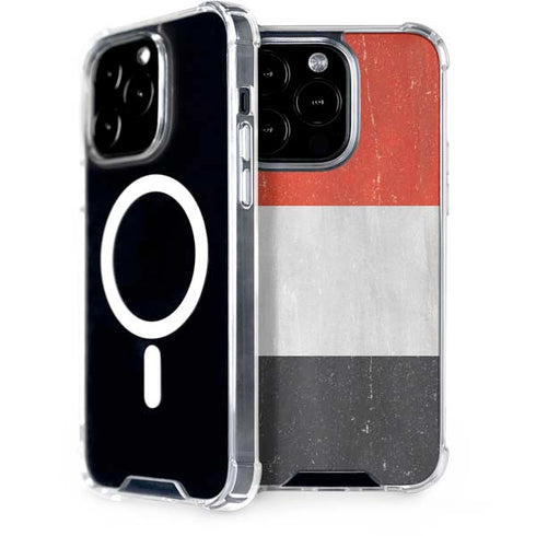 Yemen Flag Distressed iPhone 14 Pro MagSafe Case
