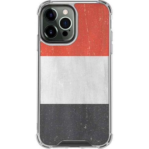 Yemen Flag Distressed iPhone 14 Pro Max Clear Case