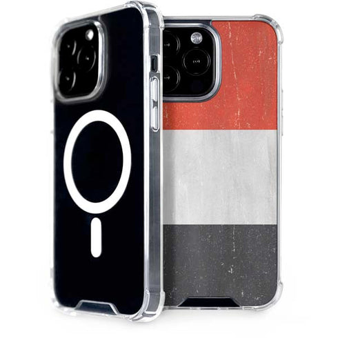 Yemen Flag Distressed iPhone 14 Pro Max MagSafe Case