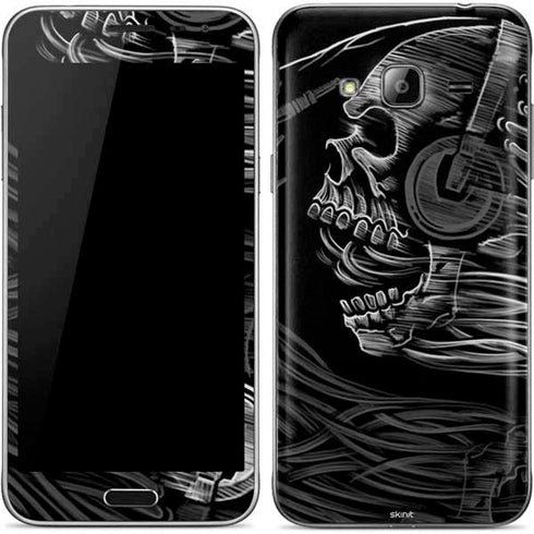 Liquid Blue Yin Yang Music Skulls Galaxy J3 Skin