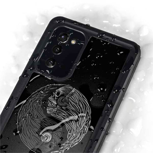 Liquid Blue Yin Yang Music Skulls Galaxy Note20 5G Waterproof Case