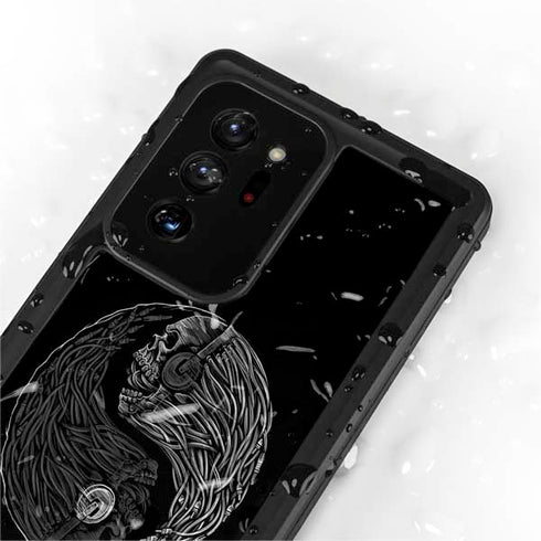 Liquid Blue Yin Yang Music Skulls Galaxy Note20 Ultra 5G Waterproof Case