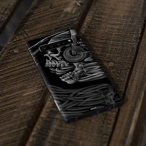 Liquid Blue Yin Yang Music Skulls Galaxy S10 Skin