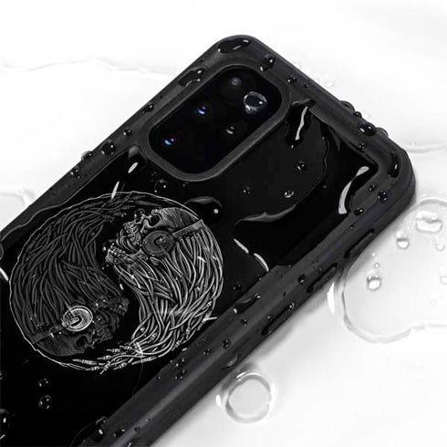 Liquid Blue Yin Yang Music Skulls Galaxy S20 Plus Waterproof Case