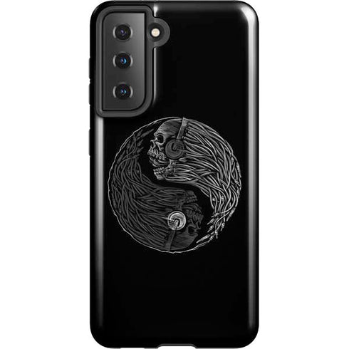 Liquid Blue Yin Yang Music Skulls Galaxy S21 5G Pro Case