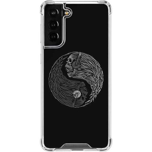 Liquid Blue Yin Yang Music Skulls Galaxy S21 FE Clear Case