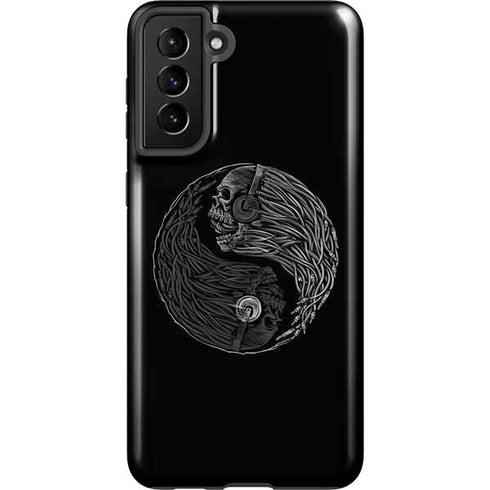 Liquid Blue Yin Yang Music Skulls Galaxy S21 FE Pro Case