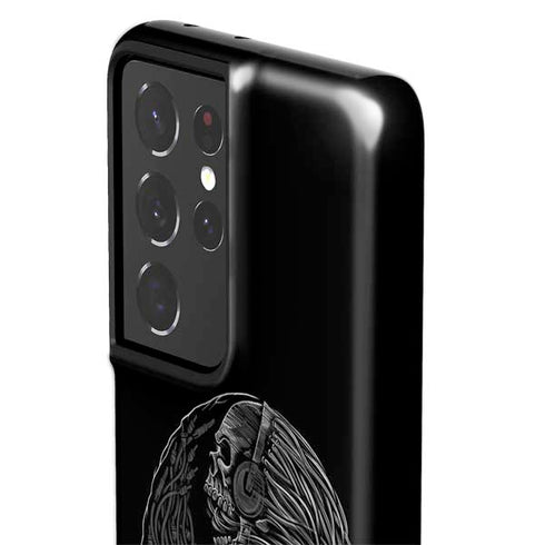 Liquid Blue Yin Yang Music Skulls Galaxy S21 Ultra 5G Pro Case
