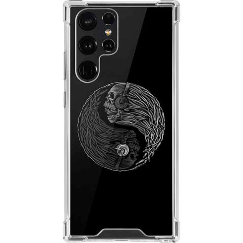 Liquid Blue Yin Yang Music Skulls Galaxy S22 Ultra Clear Case