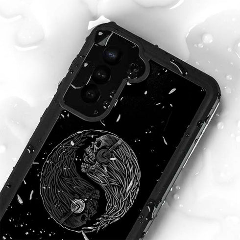 Liquid Blue Yin Yang Music Skulls Galaxy S23 Plus Waterproof Case