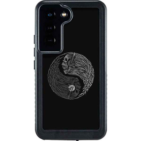 Liquid Blue Yin Yang Music Skulls Galaxy S23 Waterproof Case