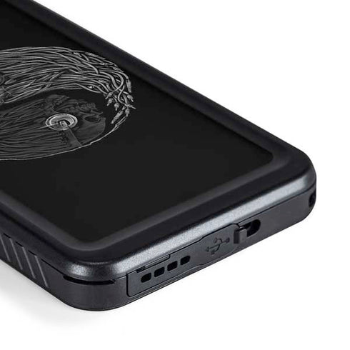 Liquid Blue Yin Yang Music Skulls Galaxy S23 Waterproof Case