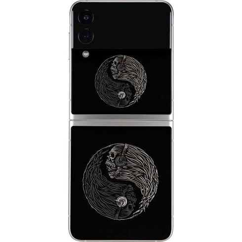 Liquid Blue Yin Yang Music Skulls Galaxy Z Flip3 5G Skin