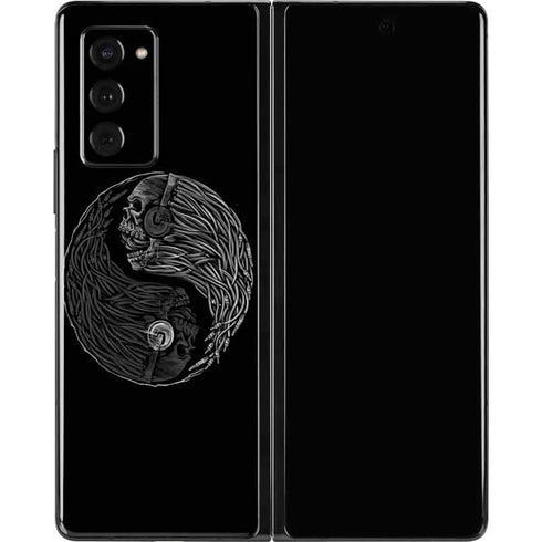 Liquid Blue Yin Yang Music Skulls Galaxy Z Fold2 5G Skin