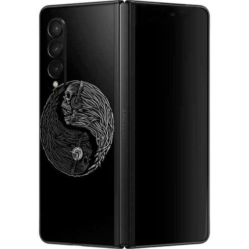 Liquid Blue Yin Yang Music Skulls Galaxy Z Fold3 5G Skin